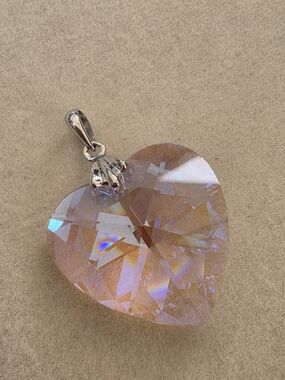 Swarovski STRASS AB Crystal Heart Pendant • Sterling Silver Bail • 11.86g